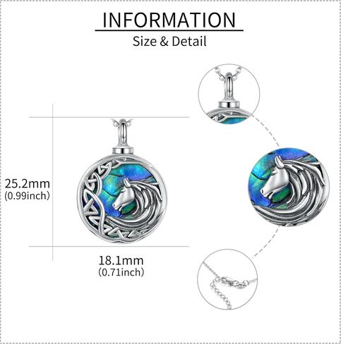 YAFEINI Urn Necklace for Human Ashes 925 Sterling Silver Urn Pendant Horse Memorial Jewelry for Women in Saudi Arabia