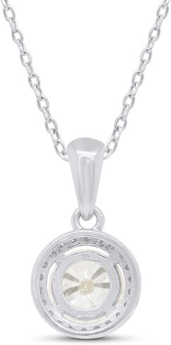 SAVEARTH DIAMONDS 1 1/10 ct. t.w Center 6.5MM Round Cut Lab Created Moissanite Diamond Halo Pendant Necklace In 14k Gold Over Sterling Silver, 18" Chain (VVS1 Clarity, 1.10 Cttw) in Saudi Arabia