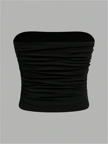 Milumia Girl's 2 Pack Tube Top Ruched Brandless Out Out Basic Bandeau Tops in Saudi Arabia