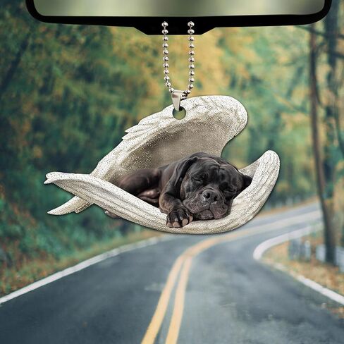 Talataca Cane Corso Sleeping Angel Wing Memorial Dog 2d مسطح السيارة الخلفي إكسسوارات مرآة عيد الميلاد زخرفة الزخرفة الشنق in Saudi Arabia
