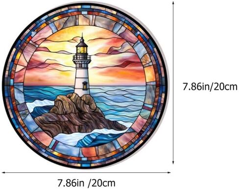 AmoSfun فو ملون زجاجي منارة Suncatcher متوسطة الجولة الجدار الجدار معلقة زخرفة للحديقة نافذة المنزل ديكور حفل زفاف 7.87 × 7.87 بوصة in Saudi Arabia