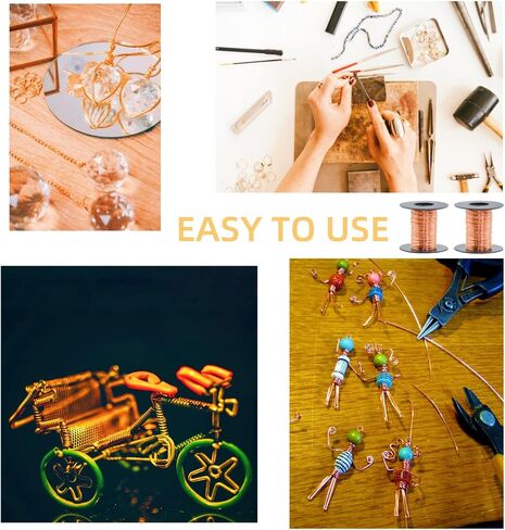 99.9% Pure Copper Wire Set | Non-Insulated 20 Gauge 60 Feet & 24 Gauge 100 Feet | Pure Copper Wire for Electrical Wiring, DIY Crafts, Jewelry Making & Electroculture Gardening in Kuwait