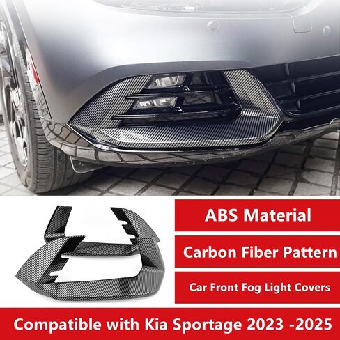2PCS ABS Carbon Fiber Car Front Fog Light Lamp Covers Trim Compatible with Kia Sportage 2023 2024 2025 2026 Accessories in Saudi Arabia