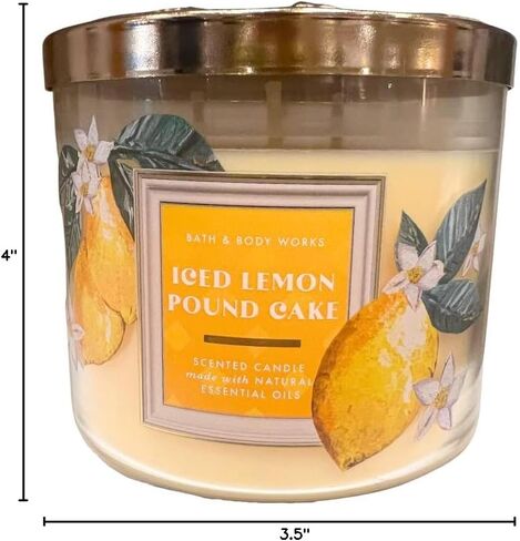 Bath & Body Works المثلج كعكة الليمون الجنيه 3 شمعة معطرة - 2023 رائحة جديدة in Saudi Arabia