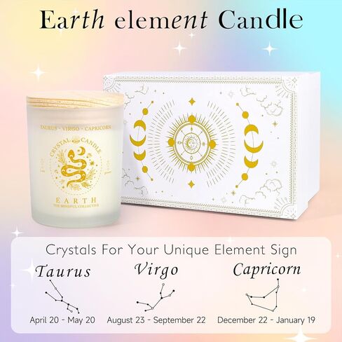 هدايا عيد ميلاد زودياك للنساء ، شموع معطرة لافندر للنساء ، شموع الصويا مع بلورات شفاء الحجارة ، سلة هدايا التنجيم الروحية (نيران ، ليو ، القوس) in Kuwait