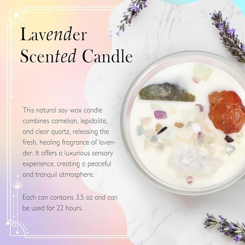 هدايا عيد ميلاد زودياك للنساء ، شموع معطرة لافندر للنساء ، شموع الصويا مع بلورات شفاء الحجارة ، سلة هدايا التنجيم الروحية (نيران ، ليو ، القوس) in Kuwait