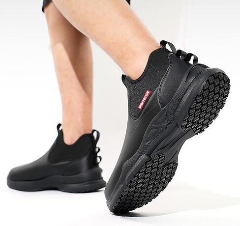 Non Slip Work Shoes, Water Oil Resistant Slip on Lightweight Garden Chef Restaurant Food Service Nursing Leather Footwear in Saudi Arabia