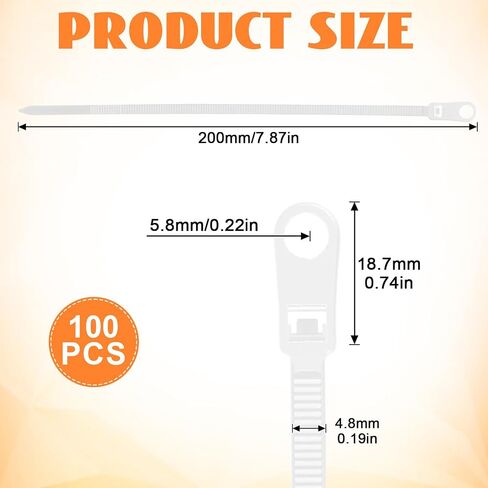 روابط سوداء سوداء مع ثقب المسمار 100 pcs شاقتها نايلون سلك العلاقات القابلة للتركيب كابل الرأس in Kuwait