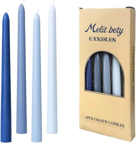 10 بوصة شموع متدرج متدرج ، مجموعة من 4 شمعة مدببة ، شموع طويلة ، شموع مخروطية ، لا دخن ، عشاء المنزل ، الحفلات ، حفل زفاف ، عيد الهالوين ، عيد الميلاد (سلسلة زرقاء ، 10 بوصات) in Kuwait
