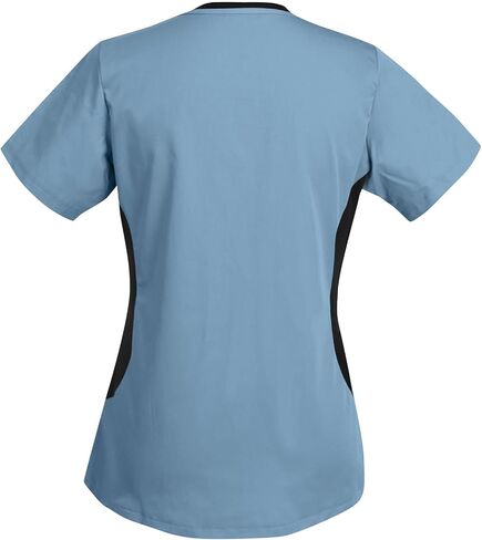 Womens Scrubs Tops Trendy Color Block Healthcare Nursing Uniform Comfy Workwear Comfortable Scrub Shirts in Saudi Arabia