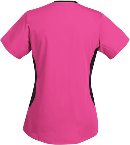 Womens Scrubs Tops Trendy Color Block Healthcare Nursing Uniform Comfy Workwear Comfortable Scrub Shirts in Saudi Arabia