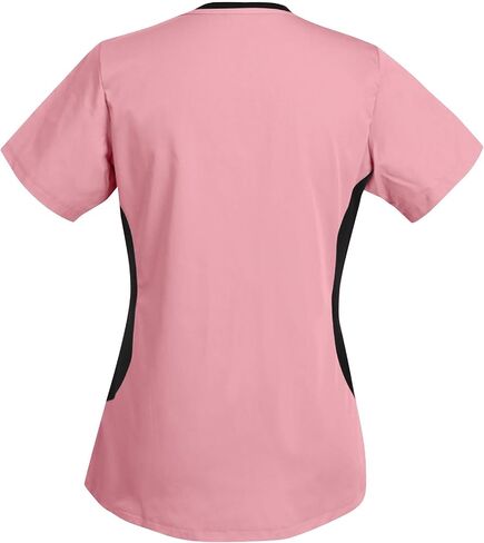Womens Scrubs Tops Trendy Color Block Healthcare Nursing Uniform Comfy Workwear Comfortable Scrub Shirts in Saudi Arabia