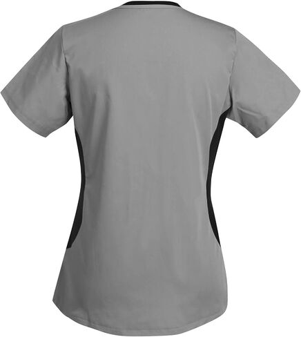 Womens Scrubs Tops Trendy Color Block Healthcare Nursing Uniform Comfy Workwear Comfortable Scrub Shirts in Saudi Arabia