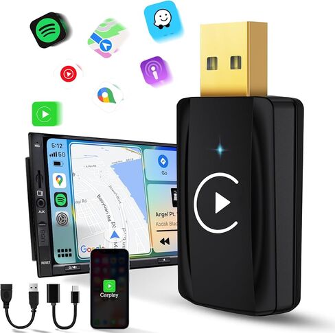 Wireless Carplay Adapter, Car Play Dongle Only for Apple for iPhone iOS 12+ for OEM Wired Car Model 2017+ in Kuwait