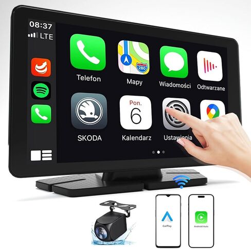 10.26 "شاشة Carplay HD للسيارة ، استريو Apple Apple Android للسيارات المحمولة مع التحكم الصوتي ، 4K DashCam ، كاميرا احتياطية 1080 بكسل ، رابط المرآة ، GPS Bluetooth ， استقبال صوت السيارة in Kuwait