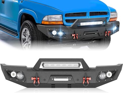 for Dakota & Durango Front Bumper Compatible with 1997 1998 1999 2000 2001 2002 2003 2004 Dodge Dakota & 1998-2003 Durango w/LED Lights, Winch Plate, Sensor Holes, License Plate Frame & D-rings in Kuwait