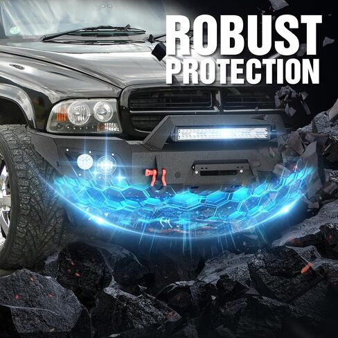 for Dakota & Durango Front Bumper Compatible with 1997 1998 1999 2000 2001 2002 2003 2004 Dodge Dakota & 1998-2003 Durango w/LED Lights, Winch Plate, Sensor Holes, License Plate Frame & D-rings in Kuwait
