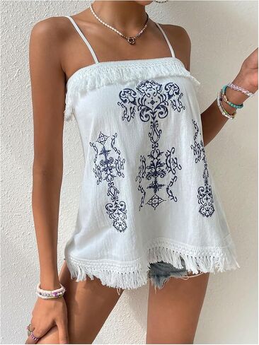 Wdirara Women's Boho التطريز بلا أكمام in Saudi Arabia