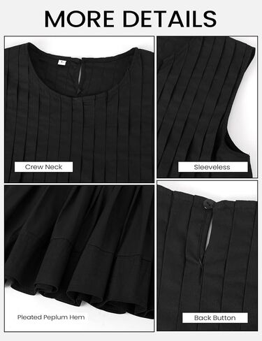 Wyeysyt Womens Pleated Peplum Tops Summer Sleeveless Ruffled Tank Tops Babydoll Blouse Casual Shirred Flowy Shirts in Kuwait