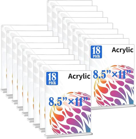 10 عبوات من حامل اللافتات الأكريليك مقاس 8.5 × 11، حامل لافتات بلاستيكي شفاف على شكل حرف T عمودي، حامل عرض شفاف مزدوج الجوانب، حامل ورق علامة على الطاولة، حامل علامة مناسب للمكتب والمتجر in Saudi Arabia