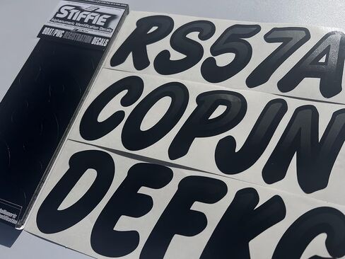 Stiffie Whipline Matte Black/Black 3" Boat & PWC Registration Decals • Numbers Letters Stickers in Saudi Arabia