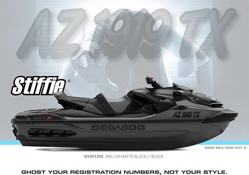 Stiffie Whipline Matte Black/Black 3" Boat & PWC Registration Decals • Numbers Letters Stickers in Saudi Arabia