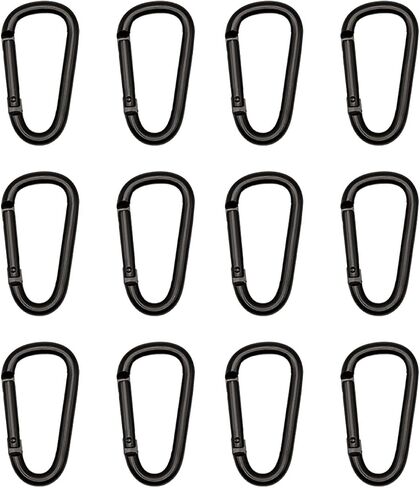 Small Carabiner Clip 12PCS Black Carabiner Keychain Mini 2 inch Large 3 inch Heavy Duty Caribeaner Hook D Ring Aluminum Carbiner Clip for Keys Backpack Hiking Camping Fishing in Saudi Arabia