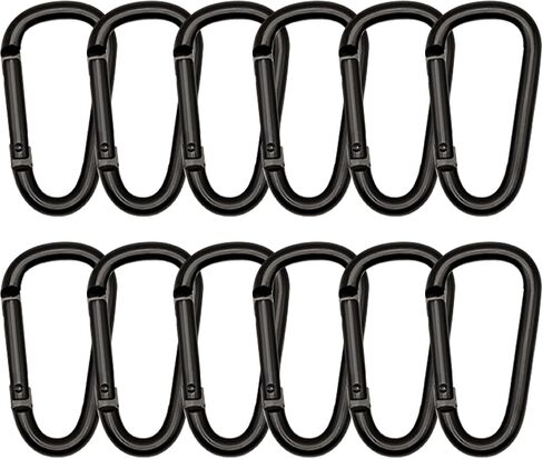 Small Carabiner Clip 12PCS Black Carabiner Keychain Mini 2 inch Large 3 inch Heavy Duty Caribeaner Hook D Ring Aluminum Carbiner Clip for Keys Backpack Hiking Camping Fishing in Saudi Arabia