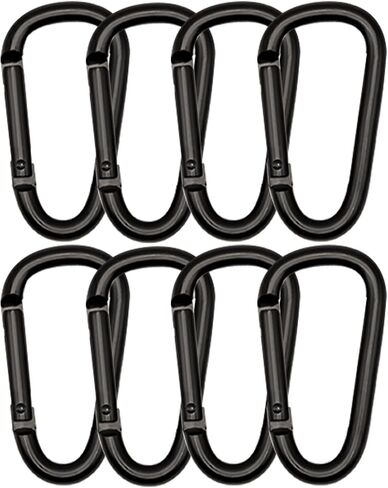 Small Carabiner Clip 12PCS Black Carabiner Keychain Mini 2 inch Large 3 inch Heavy Duty Caribeaner Hook D Ring Aluminum Carbiner Clip for Keys Backpack Hiking Camping Fishing in Saudi Arabia