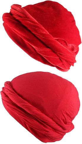 2Pcs Halo Vintage Twist Satin Lined Durag Head Wrap Turban Hat for Men - Skull Cap Sleeping Bonnet in Kuwait