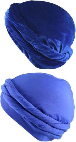 2Pcs Halo Vintage Twist Satin Lined Durag Head Wrap Turban Hat for Men - Skull Cap Sleeping Bonnet in Kuwait