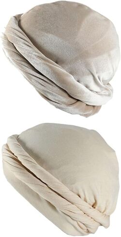 2Pcs Halo Vintage Twist Satin Lined Durag Head Wrap Turban Hat for Men - Skull Cap Sleeping Bonnet in Kuwait