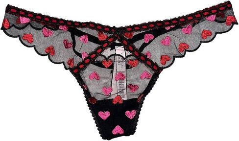 Victoria's Secret Heart Embroidery v-string panty Color Black New in Kuwait