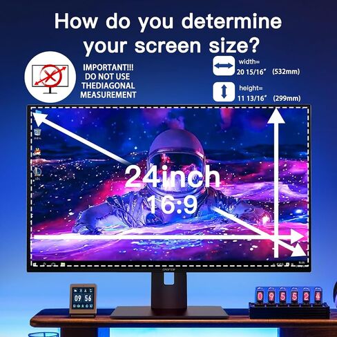 2 Pack Magnetic Hanging Computer Privacy Screen 24 Inch for 16:9 Widescreen Monitor, Removable Privacy Screen Anti Glare Blue Light Computer Screen Privacy Shield, Anti-Scratch 24in Protector Film in Saudi Arabia