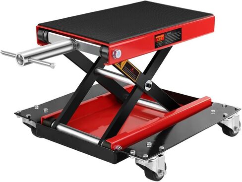1100LBS Motorcycle Scissor Lift Jack with Dolly Wheels & Hand Crank, Heavy Duty Adjustable Bike Lift Stand with Foldable Non-Slip Platform for Cruiser, Dirt Bike, ATV Garage Repair in Kuwait