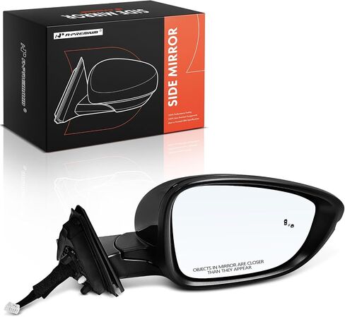 A-Premium Passenger Side Power Door Mirror - Compatible with Honda Accord 2023-2024 - Heated Manual Folding Black Outside Rear View Mirror with Turn Signal and Blind Spot Detection in Saudi Arabia