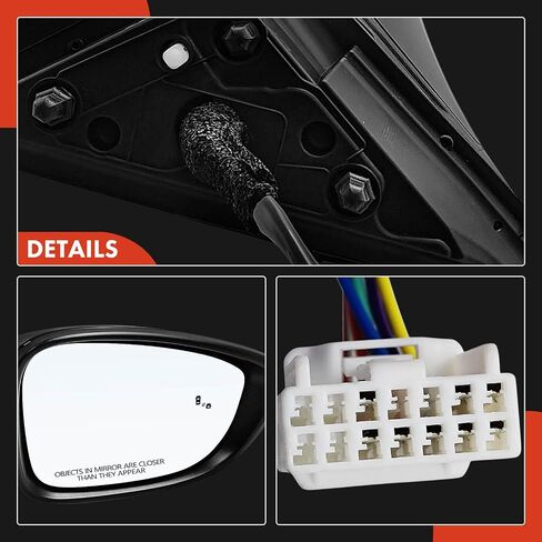 A-Premium Passenger Side Power Door Mirror - Compatible with Honda Accord 2023-2024 - Heated Manual Folding Black Outside Rear View Mirror with Turn Signal and Blind Spot Detection in Saudi Arabia