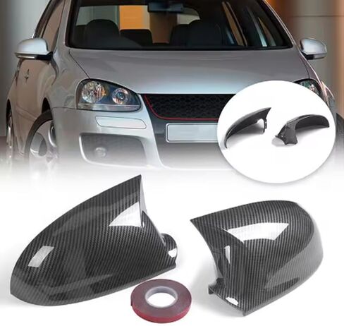 2pcs لـ VW Golf 7 Golf 7.5 MK7 MK7.5 GTI R 2014-2019 Oxor Ox Horn Side Rearview Mirror Cover Sporty Car Auto Outso ABS -Carbon Black in Kuwait