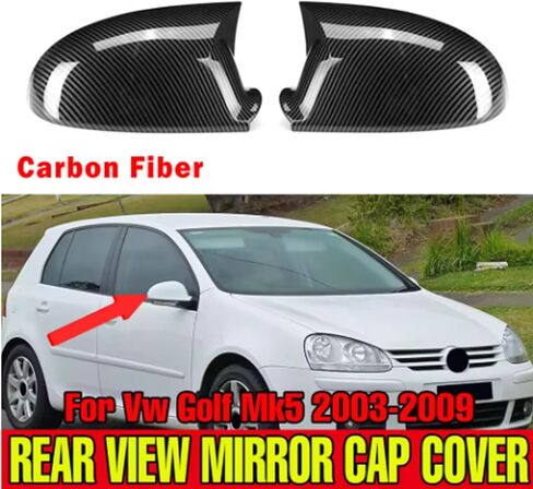 2pcs لـ VW Golf 7 Golf 7.5 MK7 MK7.5 GTI R 2014-2019 Oxor Ox Horn Side Rearview Mirror Cover Sporty Car Auto Outso ABS -Carbon Black in Kuwait