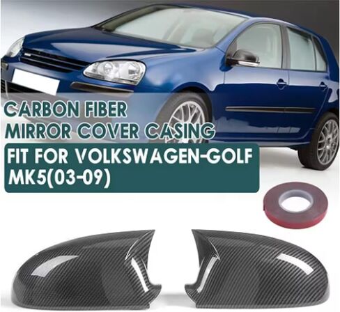 2pcs لـ VW Golf 7 Golf 7.5 MK7 MK7.5 GTI R 2014-2019 Oxor Ox Horn Side Rearview Mirror Cover Sporty Car Auto Outso ABS -Carbon Black in Kuwait