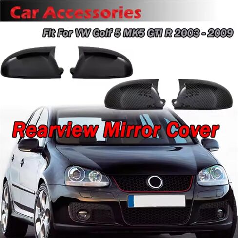 2pcs لـ VW Golf 7 Golf 7.5 MK7 MK7.5 GTI R 2014-2019 Oxor Ox Horn Side Rearview Mirror Cover Sporty Car Auto Outso ABS -Carbon Black in Kuwait