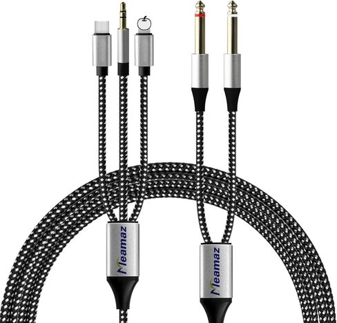 6.56ft MFI Lightning Lightning إلى 1/4 بوصة TRS كابل ، في غضون 1/4 إلى USB C ، 3.5 مم إلى 1/4 "، تشمل رقاقة DAC ، 3-in-1 Stereo 1/4 TRS كابل AMP (AMP سماعة الرأس ( Lightning متوافق in Kuwait