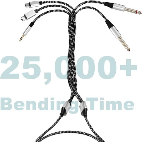 6.56ft MFI Lightning Lightning إلى 1/4 بوصة TRS كابل ، في غضون 1/4 إلى USB C ، 3.5 مم إلى 1/4 "، تشمل رقاقة DAC ، 3-in-1 Stereo 1/4 TRS كابل AMP (AMP سماعة الرأس ( Lightning متوافق in Kuwait