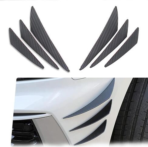 Mly 6pcs Car Spoilers ، مجموعة مفسد جسم الشفة الأمامية المصد ، المفسدين المطاطين الناعمين المضادين للسلسلة للسيارات ، الإكسسوارات العالمية الخارجية لزينة التنورة الجانبية (ألياف الكربون الأسود) in Kuwait