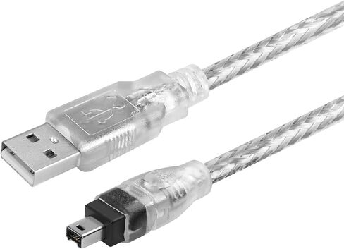Firewire to USB Adapter Cable 6-Pin IEEE 1394 Male to USB 2.0 Male Converter Cord Firewire 400 1394-a to USB Connector Wire Lead for Connecting 6Pin Firewire Devices to USB Host (Transparent Shell) in Saudi Arabia