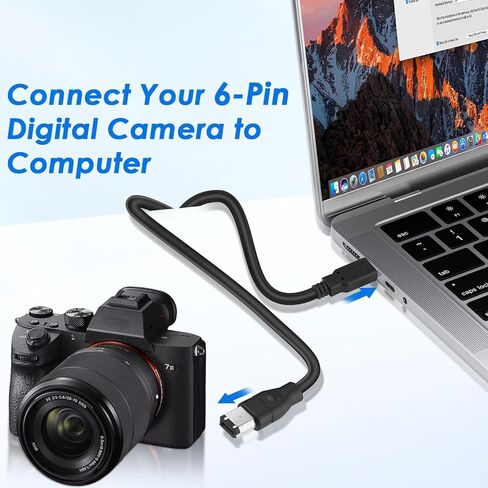 Firewire to USB Adapter Cable 6-Pin IEEE 1394 Male to USB 2.0 Male Converter Cord Firewire 400 1394-a to USB Connector Wire Lead for Connecting 6Pin Firewire Devices to USB Host (Transparent Shell) in Kuwait