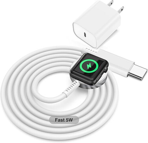 for Apple Watch Charger with USB C Charger, 2 in 1 iWatch & iPhone Charger Fast Charging, 6FT Magnetic Smart iWatch Charger Cable for Apple Watch Series 9/SE/8/7/6/5/4/3/2/1/ultra & iPhone 14/13/12 in Saudi Arabia