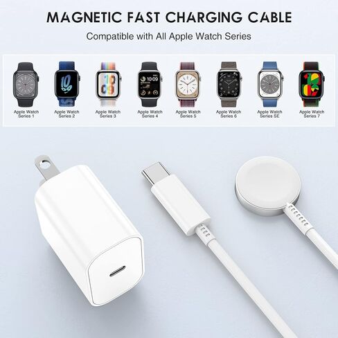 for Apple Watch Charger with USB C Charger, 2 in 1 iWatch & iPhone Charger Fast Charging, 6FT Magnetic Smart iWatch Charger Cable for Apple Watch Series 9/SE/8/7/6/5/4/3/2/1/ultra & iPhone 14/13/12 in Saudi Arabia
