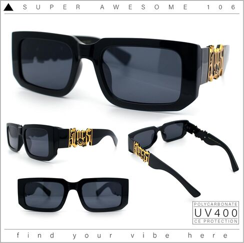 Locs Bold Gothic Logo All Black Gangster Shade Plastic Sunglasses in Saudi Arabia