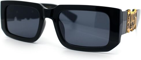 Locs Bold Gothic Logo All Black Gangster Shade Plastic Sunglasses in Saudi Arabia